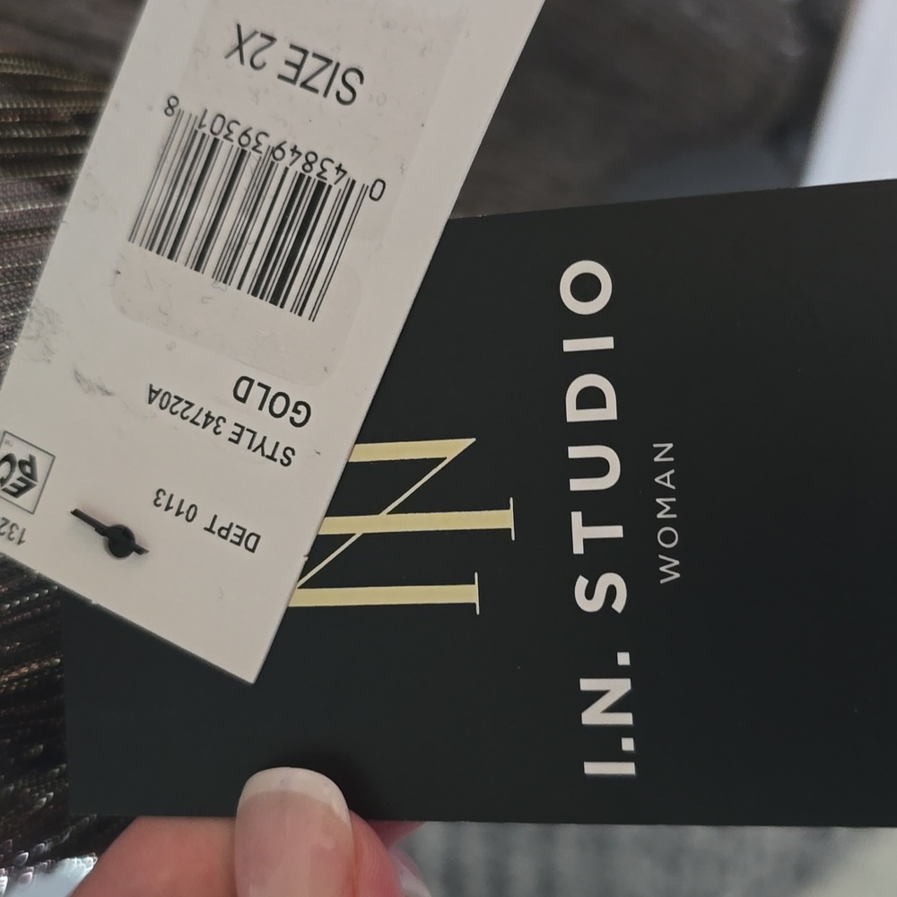 I.N. Studio Gold Blsck Metallic Evening Sheer Cardigan cover up jacket NEW - Picture 5 of 6